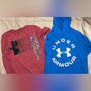 Under Armour Kids Red and Blue Shirts XL